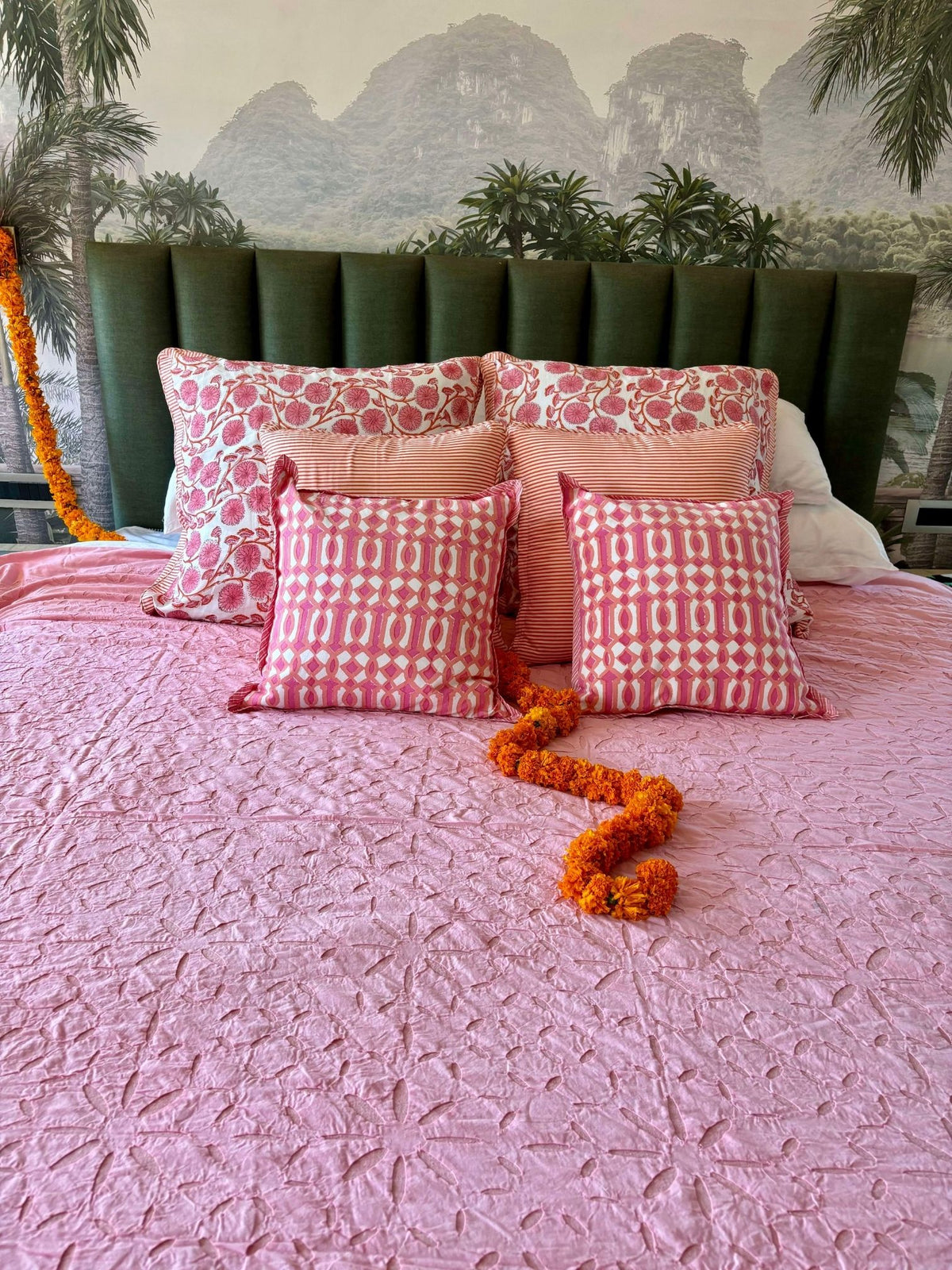 Pink fairy floss bed coverlet