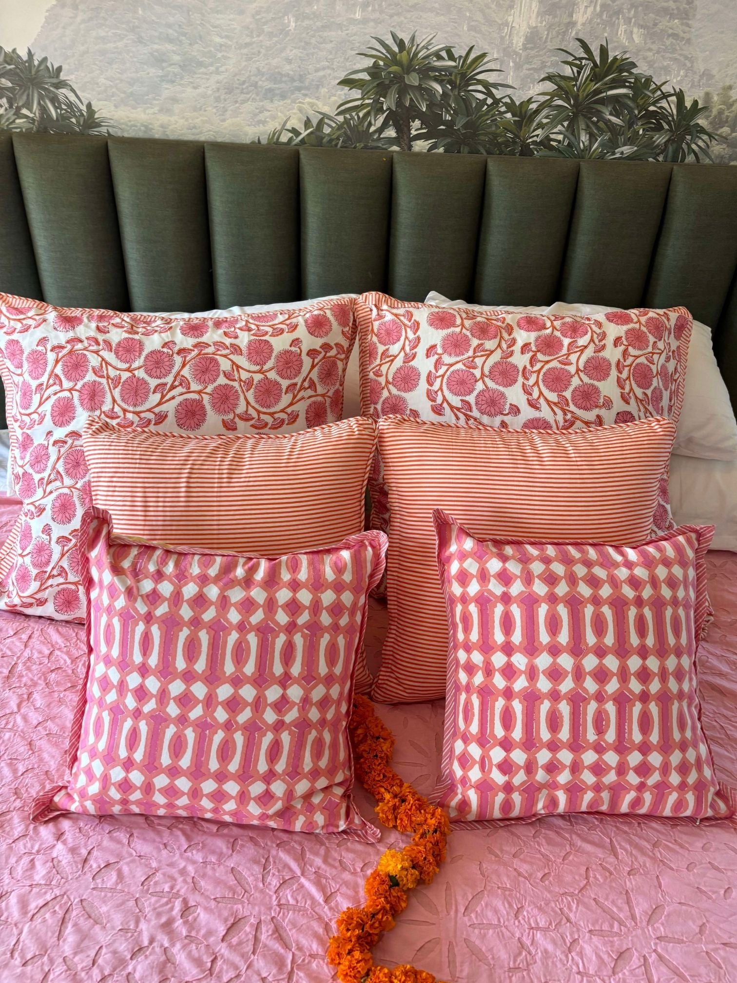 Pink poppies pillow cases