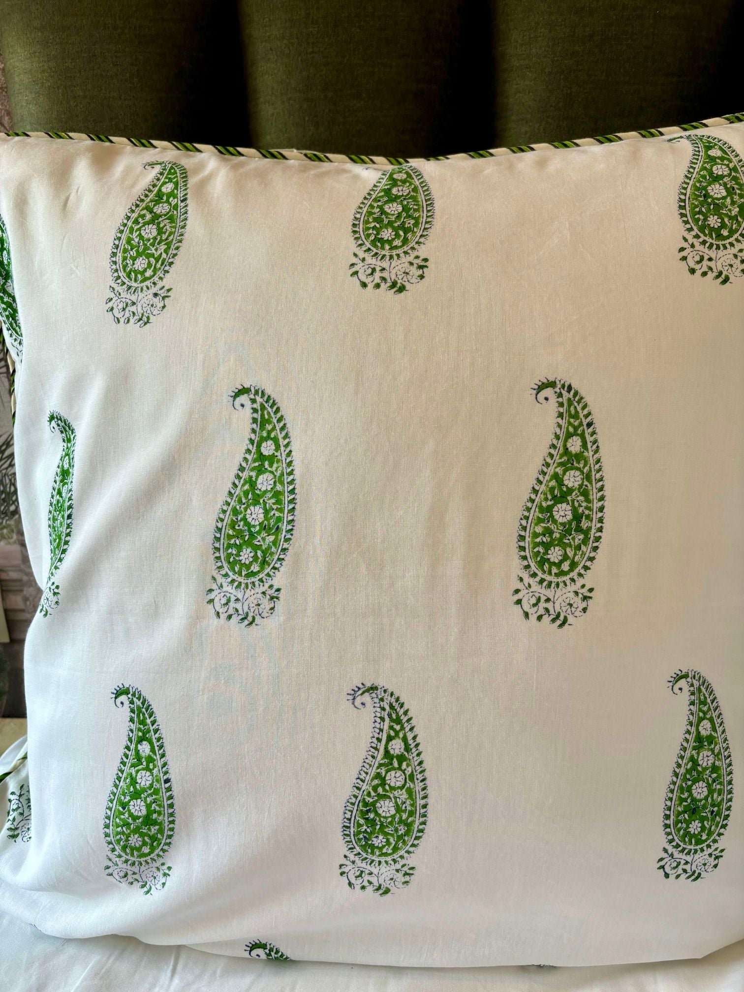 Green paisley european pillow cases